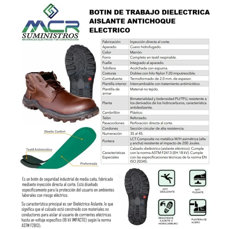 GENERICO - BOTIN DE TRABAJO DIELECTRICAS AISLANTE ANTICHOQUE ELECTRICO