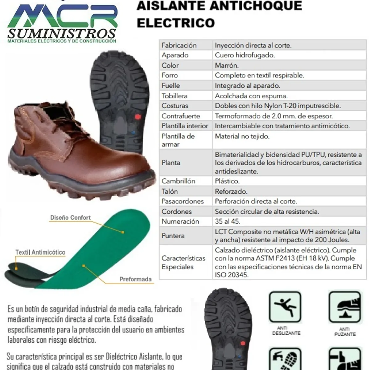 GENERICO - BOTIN DE TRABAJO DIELECTRICAS AISLANTE ANTICHOQUE ELECTRICO