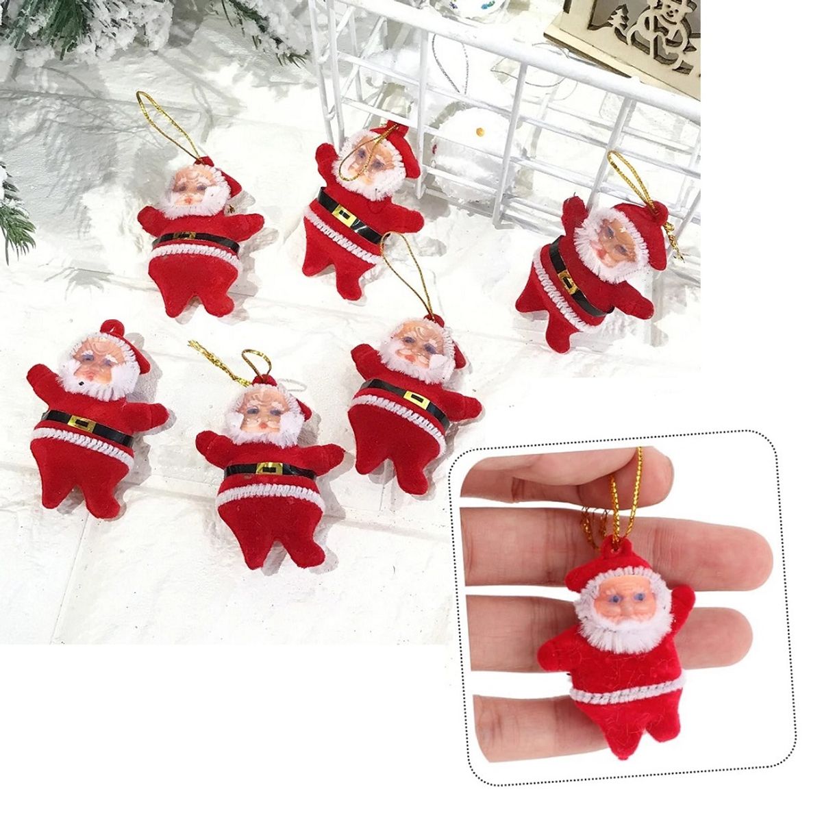GENERICO - Set de 18 Mini Santas adornos Muñequitos de papa noel para colgar