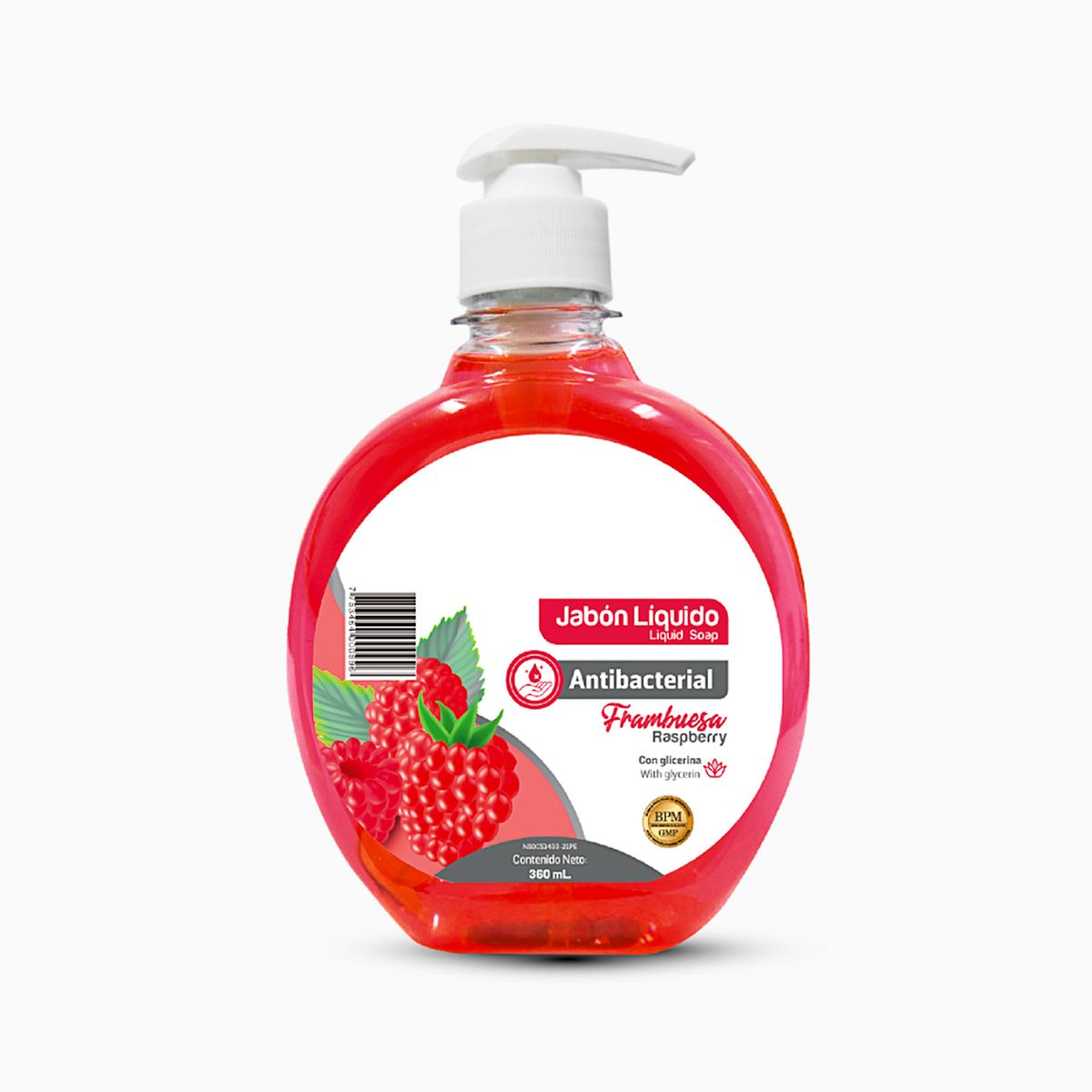 GENERICO - Jabón Líquido Antibacterial de 360 ML Frambuesa