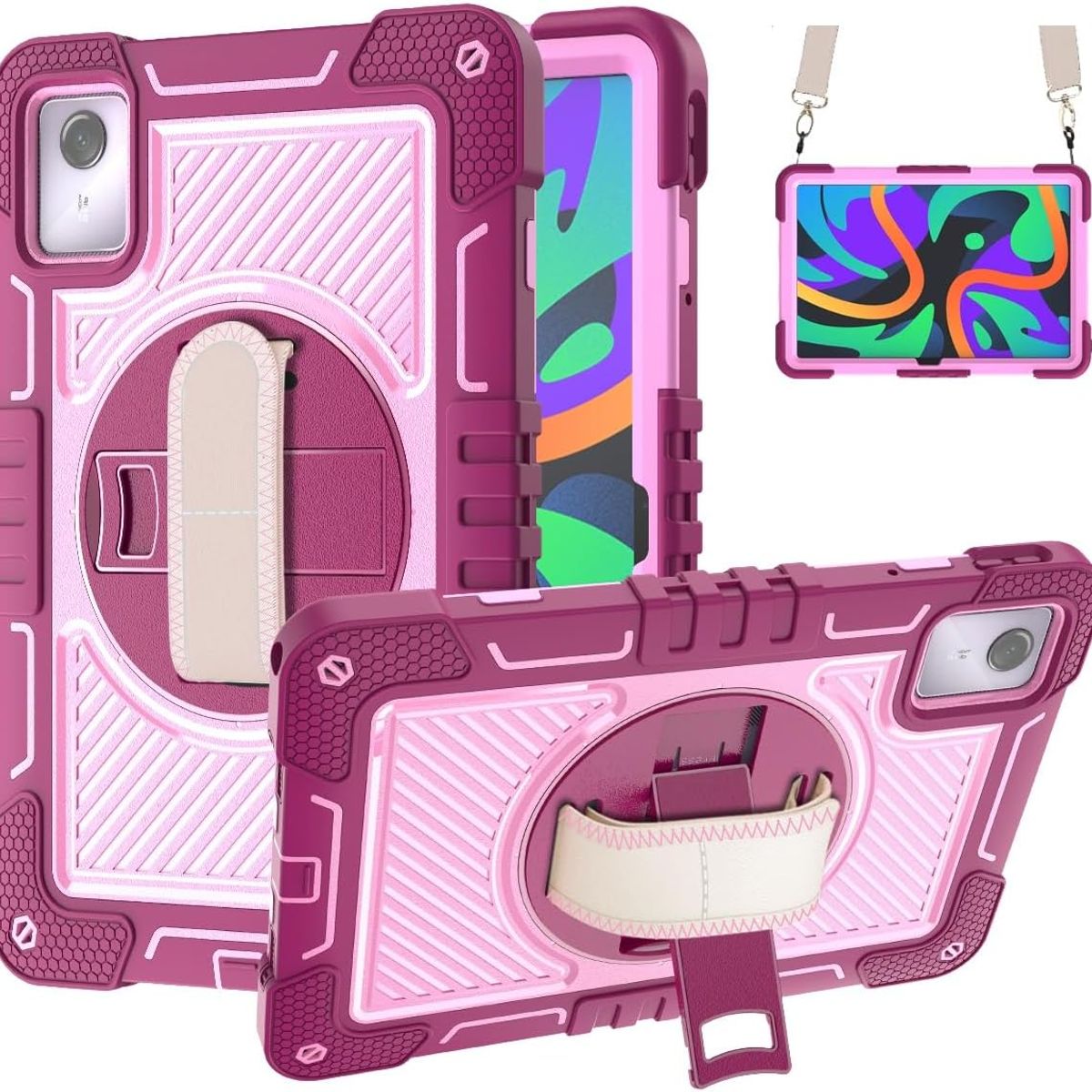 GENERICO - Funda Protector Antigolpe Armor Correa 360° Para Lenovo M11 K11 - FUCSIA