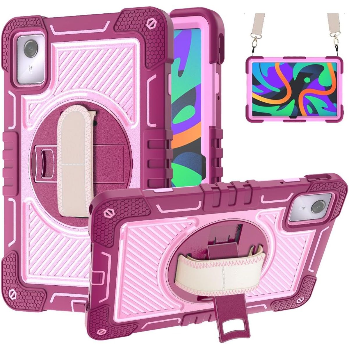 GENERICO - Funda Protector Antigolpe Armor Correa 360° Para Lenovo M11 K11 - FUCSIA