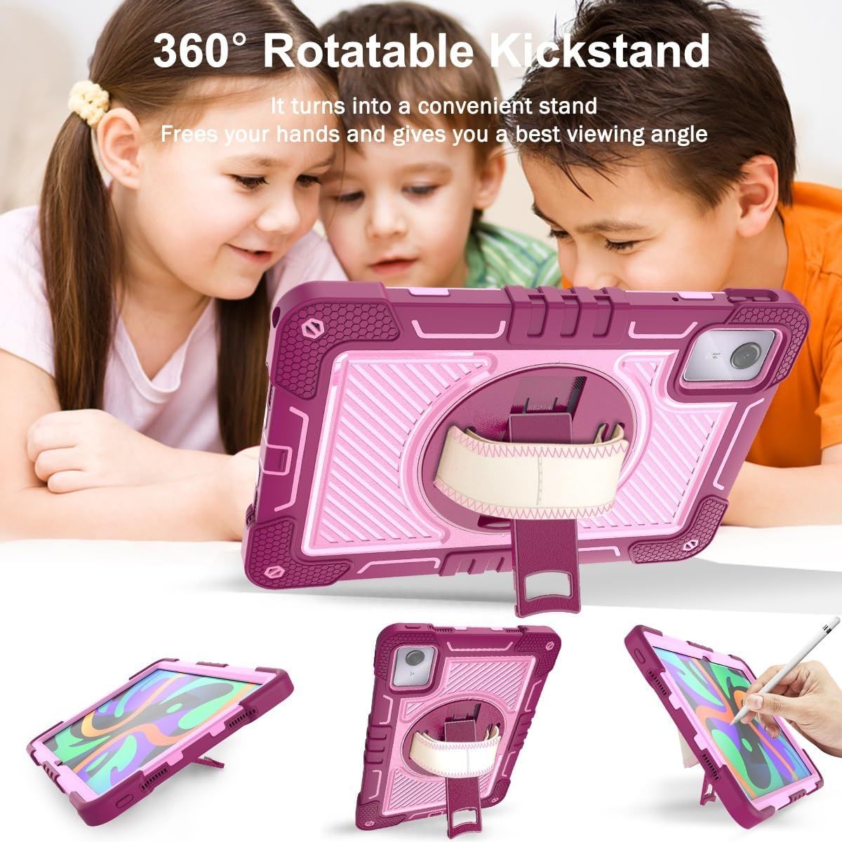 GENERICO - Funda Protector Antigolpe Armor Correa 360° Para Lenovo M11 K11 - FUCSIA