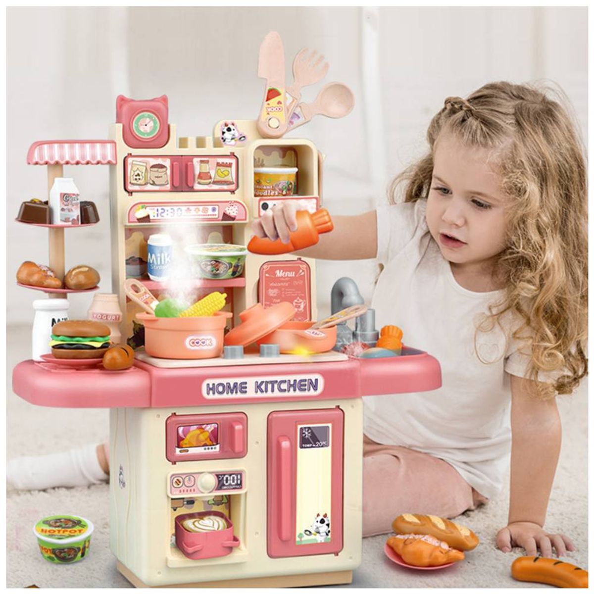 GENERICO - Kit de Cocina Infantil con Accesorios Luz y Sonido para Niños