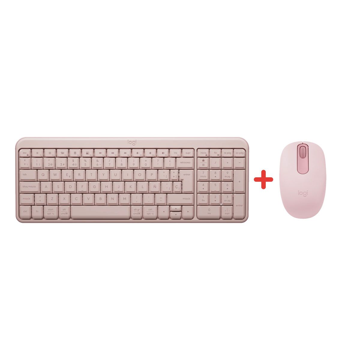LOGITECH - KIT TECLADO Y MOUSE LOGITECH K250 MOUSE M196 BT ROSADO