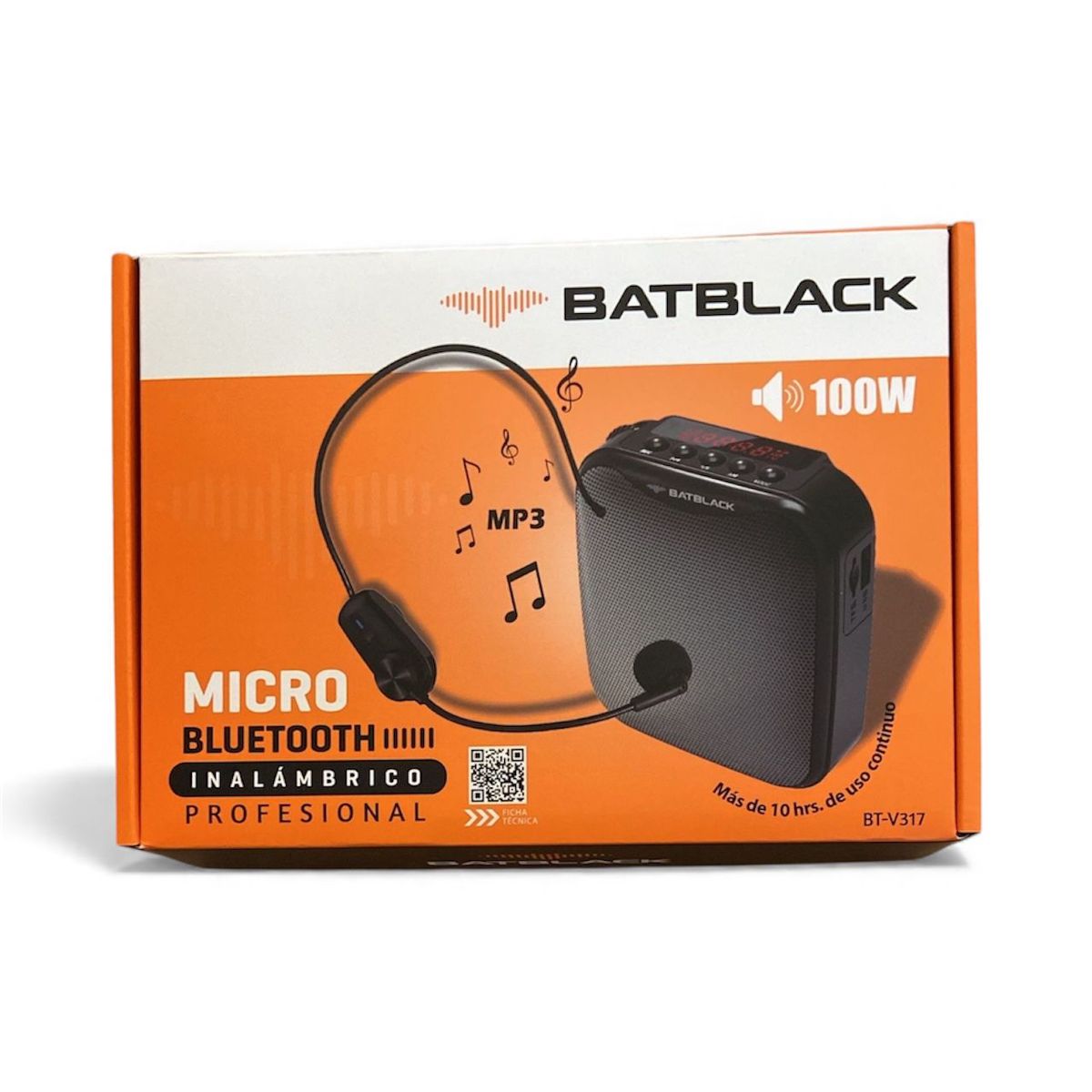 BATBLACK - Mini Amplificador de Voz Recargable Profesional Inalámbrico BATBLACK BT-V317
