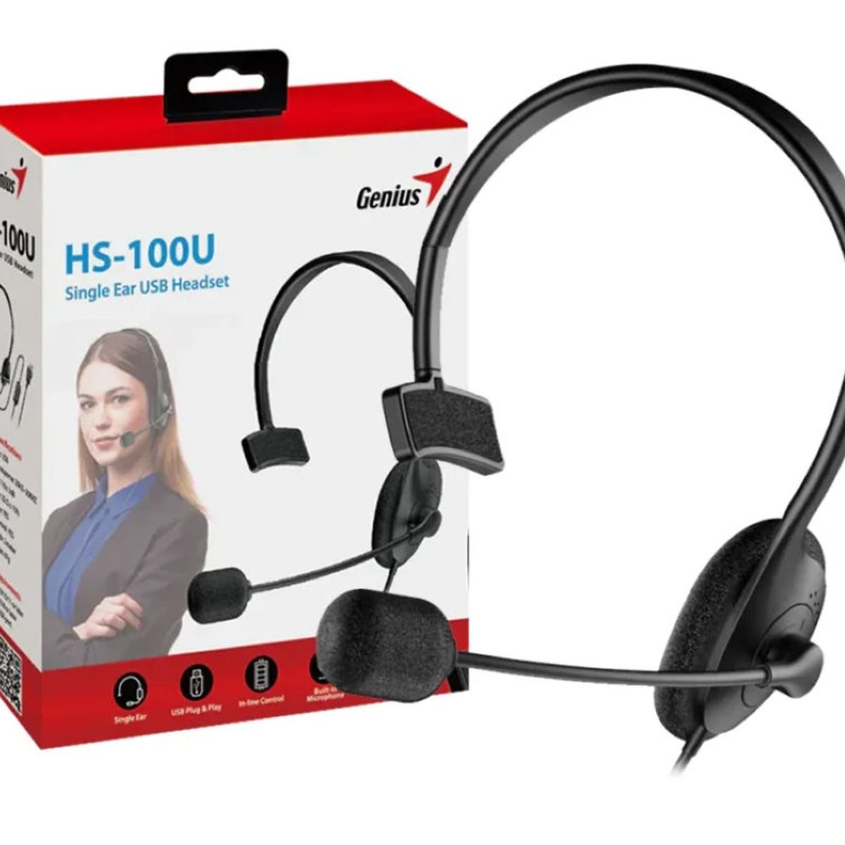 GENIUS - Auricular Mono USB Genius HS-100U Negro