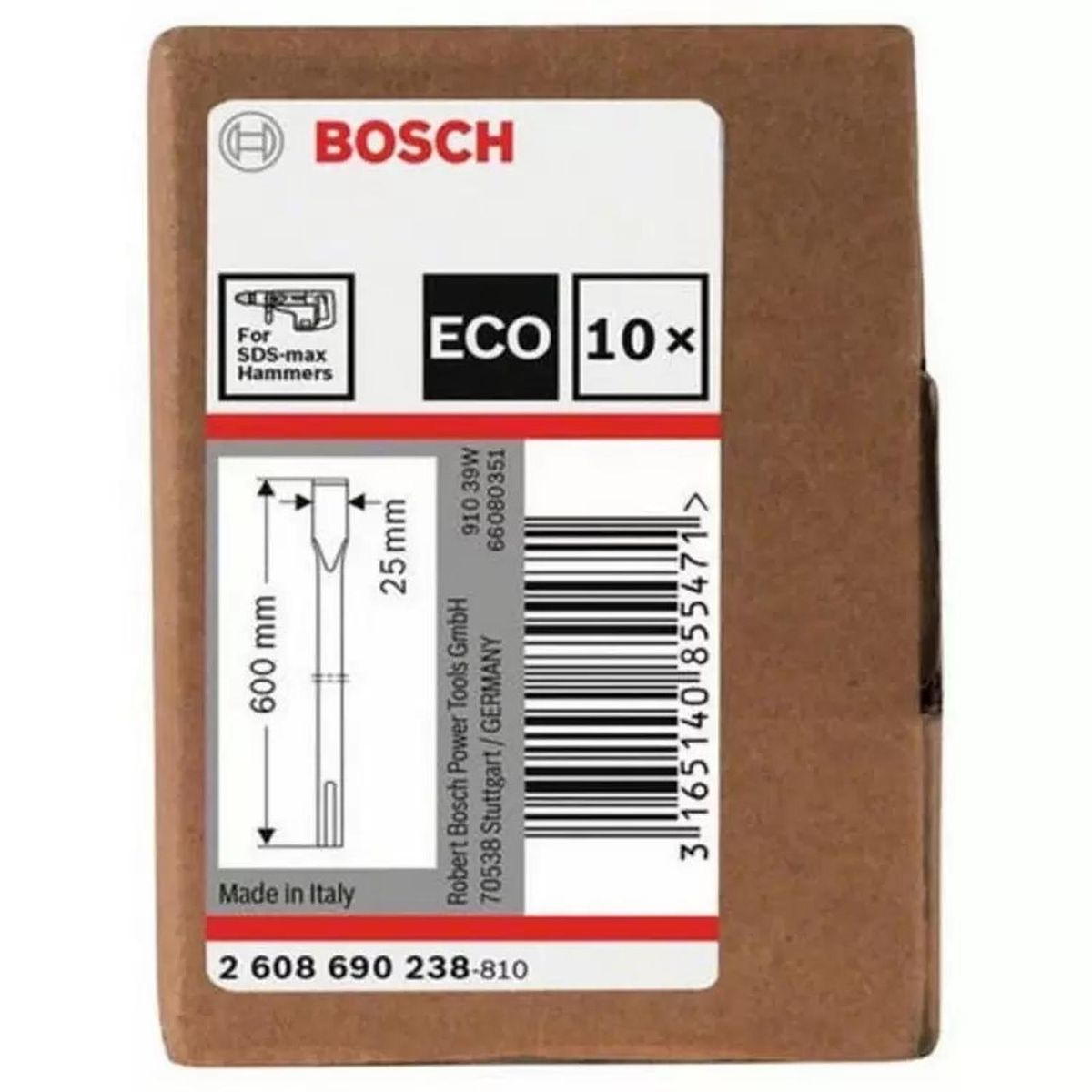 BOSCH - Cincel SDS-Max Plano Eco 600mm 10 Und. Bosch 2608.690.238-000