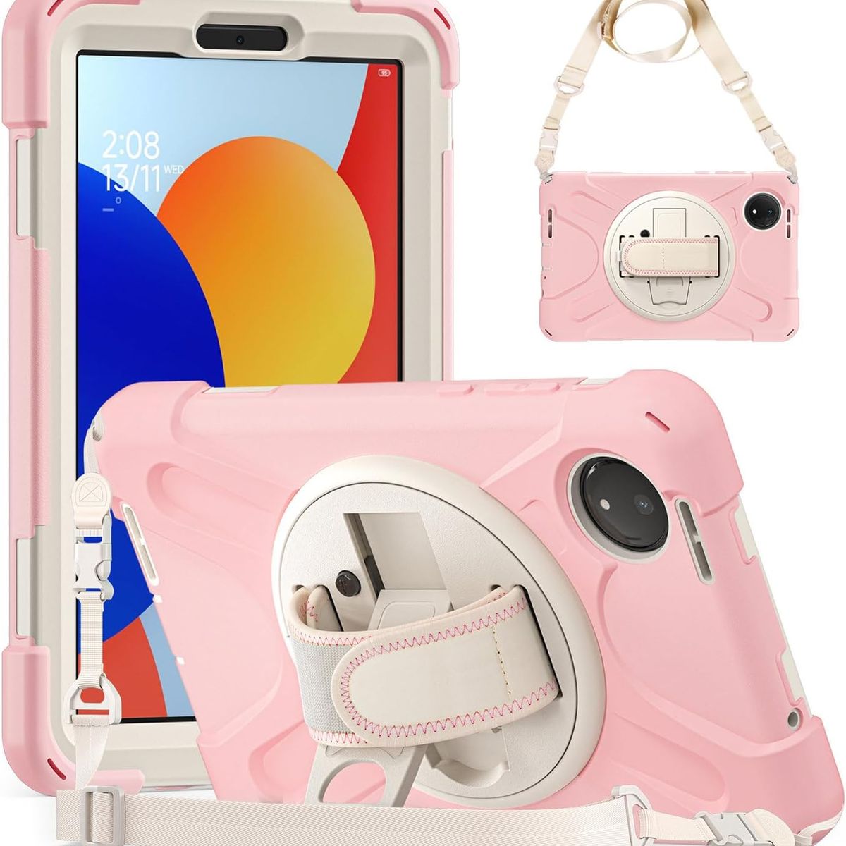 GENERICO - Funda Antigolpe Armor Correa 360° Para Redmi Pad SE 8 .7" - ROSADO