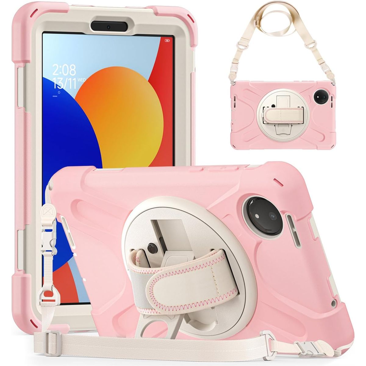 GENERICO - Funda Antigolpe Armor Correa 360° Para Redmi Pad SE 8 .7" - ROSADO