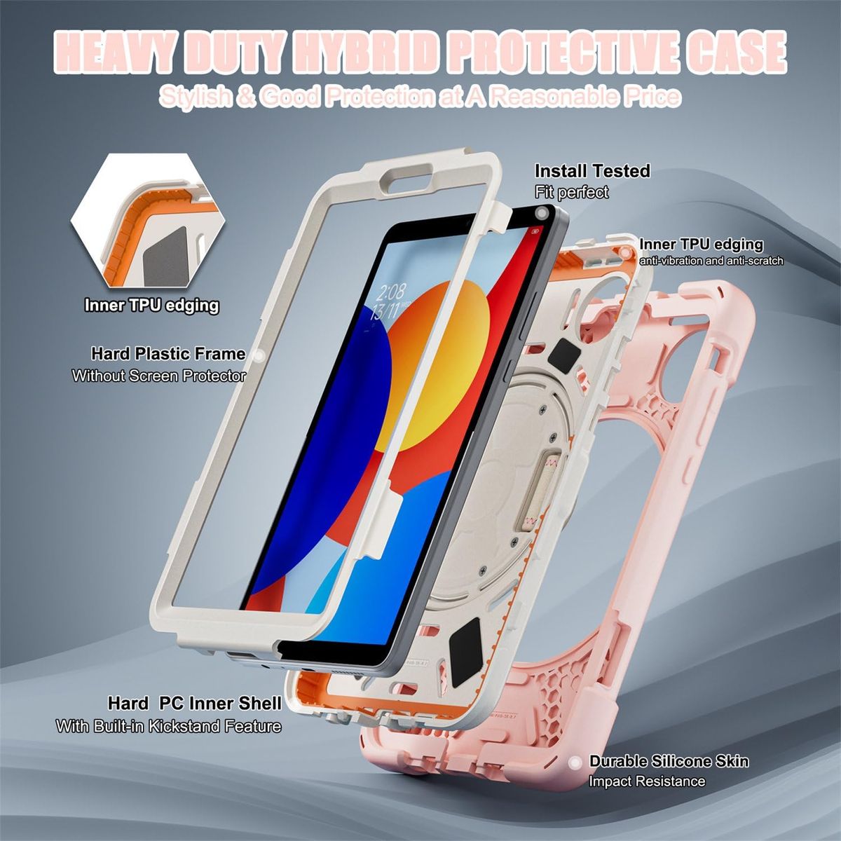 GENERICO - Funda Antigolpe Armor Correa 360° Para Redmi Pad SE 8 .7" - ROSADO