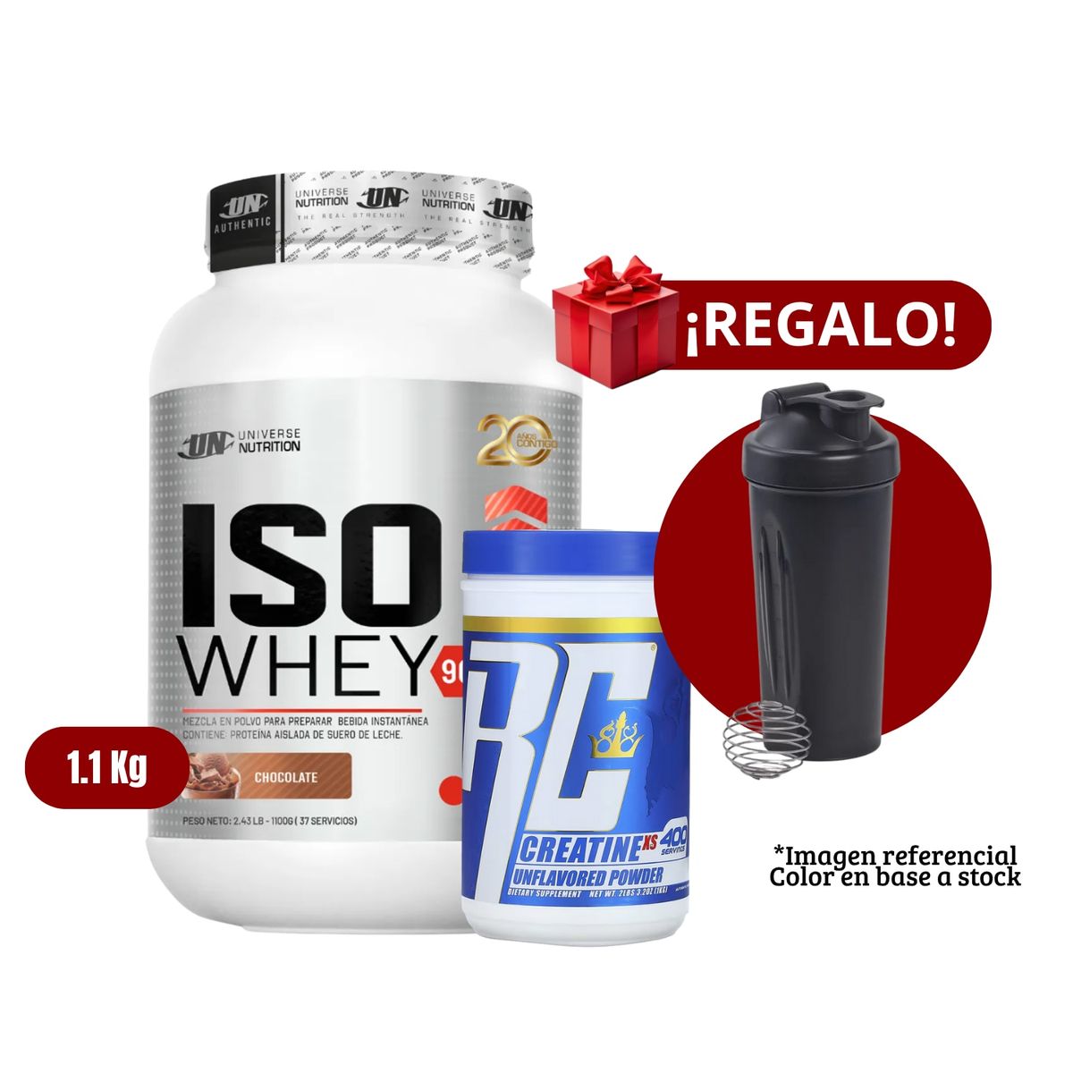 UNIVERSE NUTRITION - Proteína Iso Whey 11Kg Chocolate+Ronnie Coleman 1 Kg+Shaker