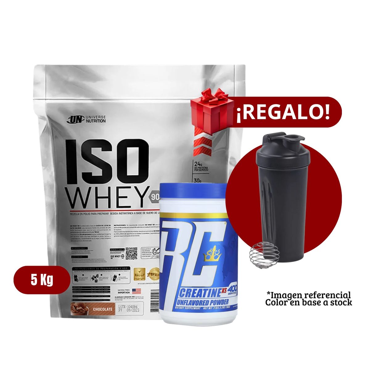 UNIVERSE NUTRITION - Proteína Iso Whey 5Kg Chocolate+Ronnie Coleman 1 Kg+Shaker