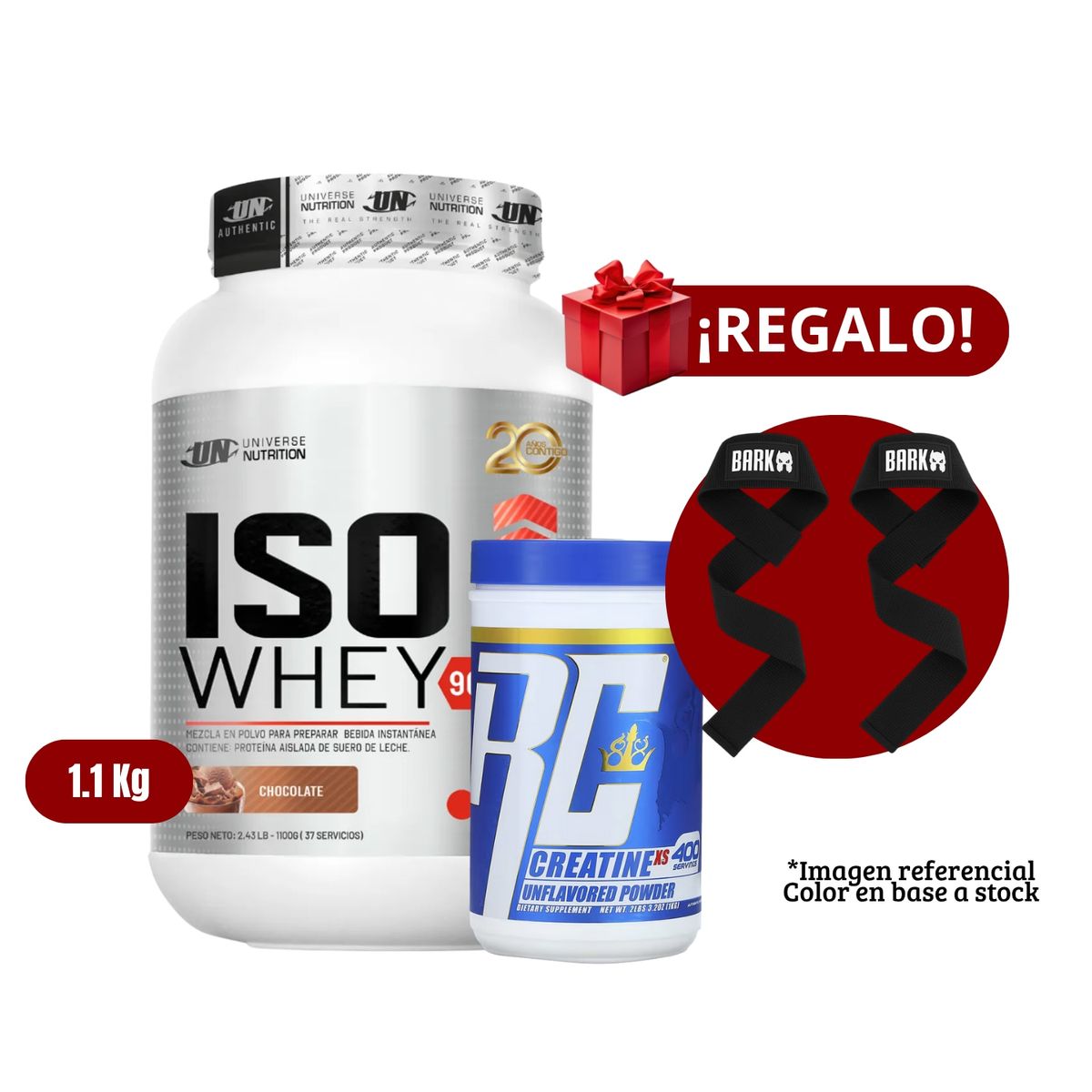 UNIVERSE NUTRITION - Proteína Iso Whey 11Kg Chocolate+Ronnie Coleman 1 Kg+Straps