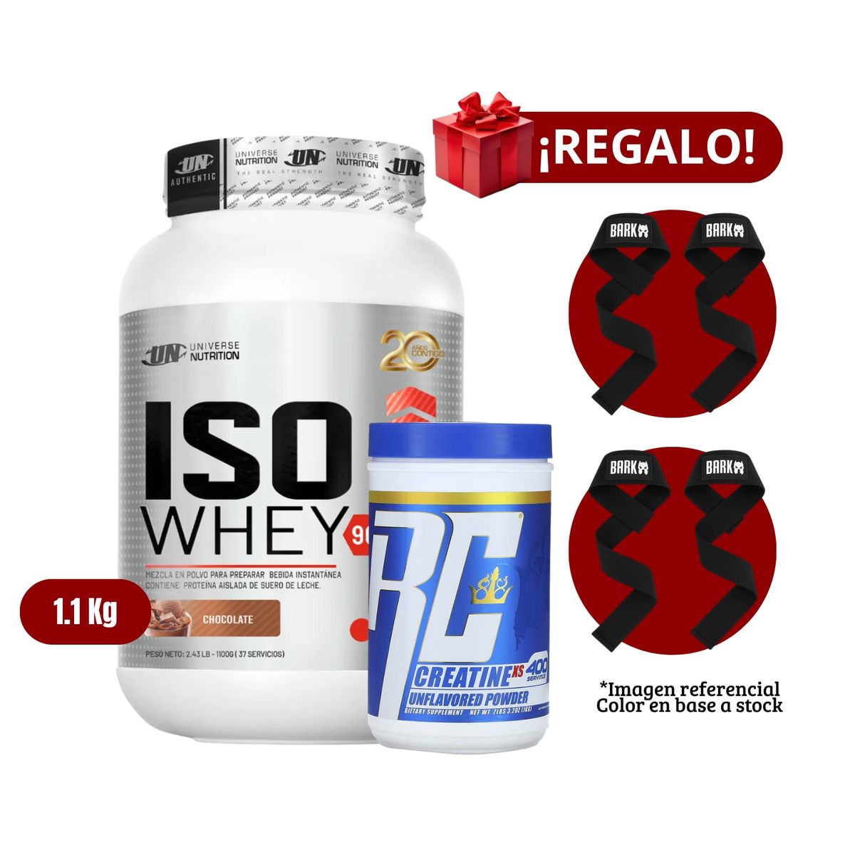 UNIVERSE NUTRITION - Proteína Iso Whey 11Kg Chocolate+Ronnie Coleman 1 Kg+2 Straps