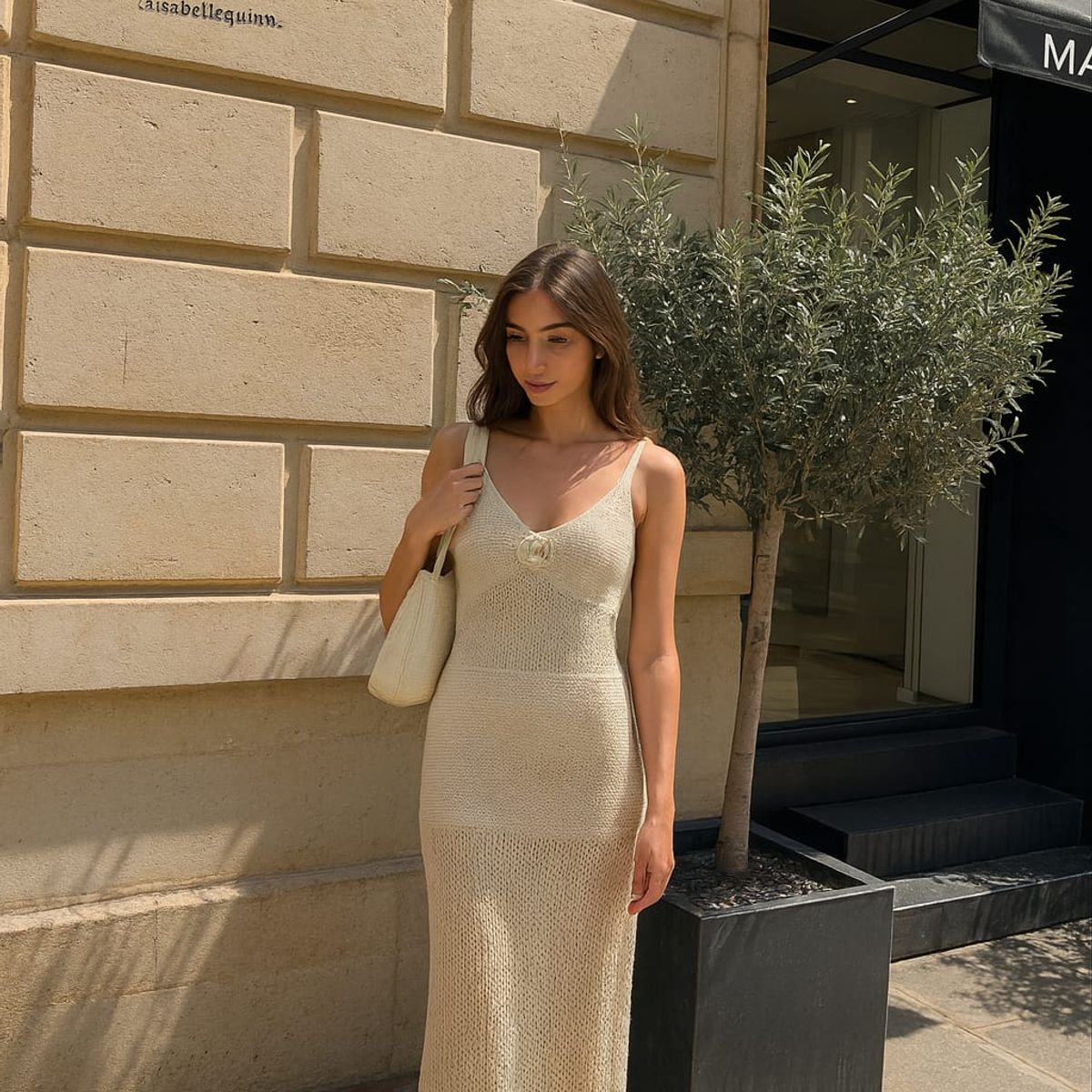 AMA OUTFITTERS - VESTIDO TEJIDO EN HILO PALMAS