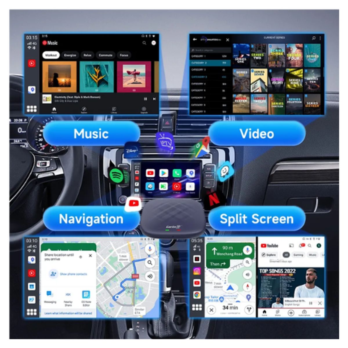 GENERICO - Ai Box Carlinkit Plus 4gb Ram + 64gb Rom Azul Carplayer