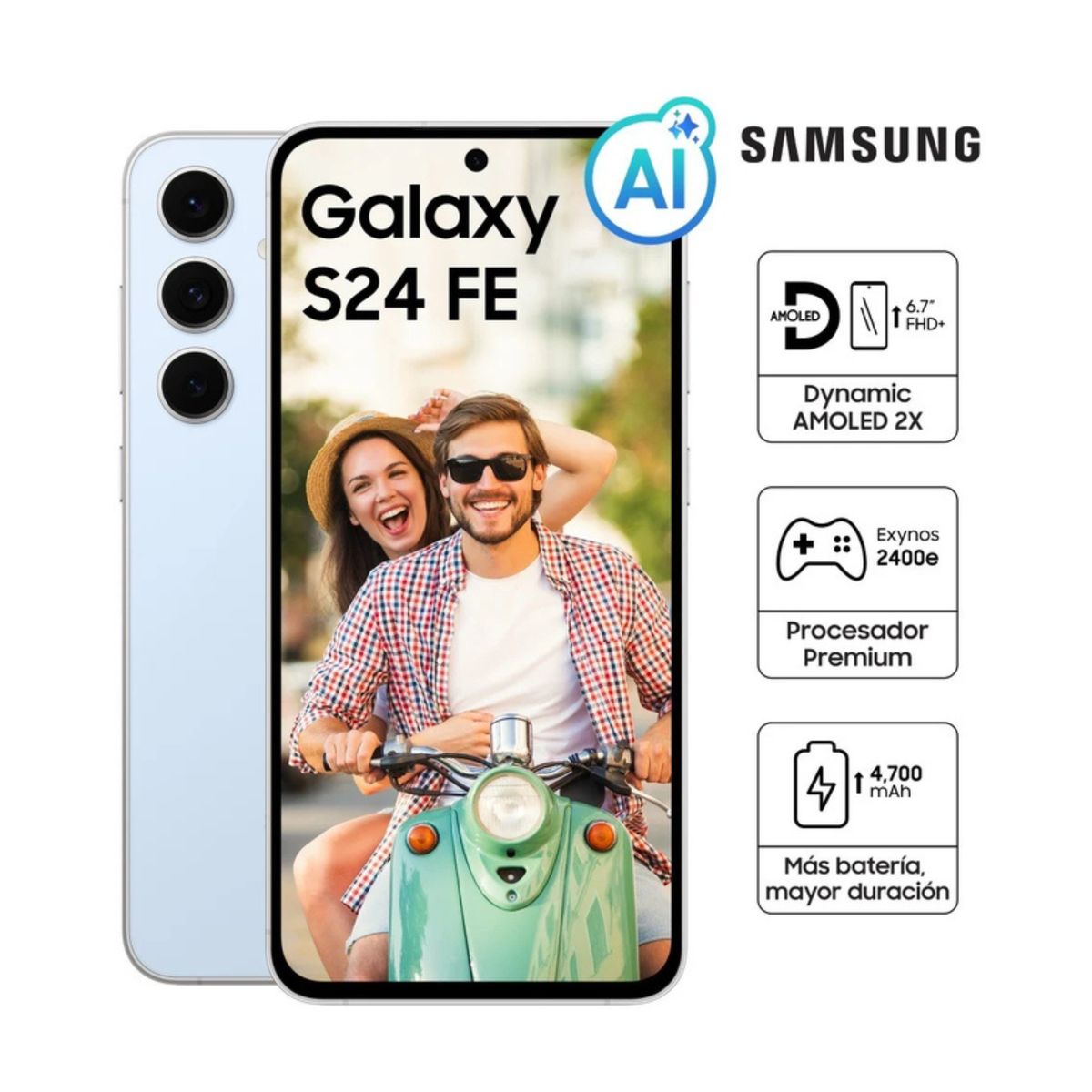 SAMSUNG - SAMSUNG GALAXY S24 FE 8GB RAM 128GB - BLUE-OPEN BOX-CON DETALLES