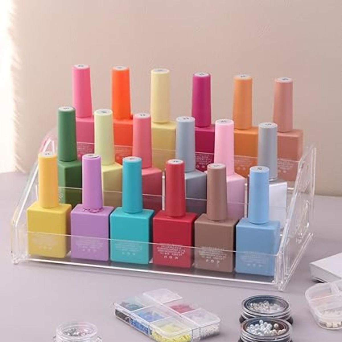 GENERICO - Organizador Exhibidor de Esmaltes de Uñas en Acrílico Transparente 3 Niveles