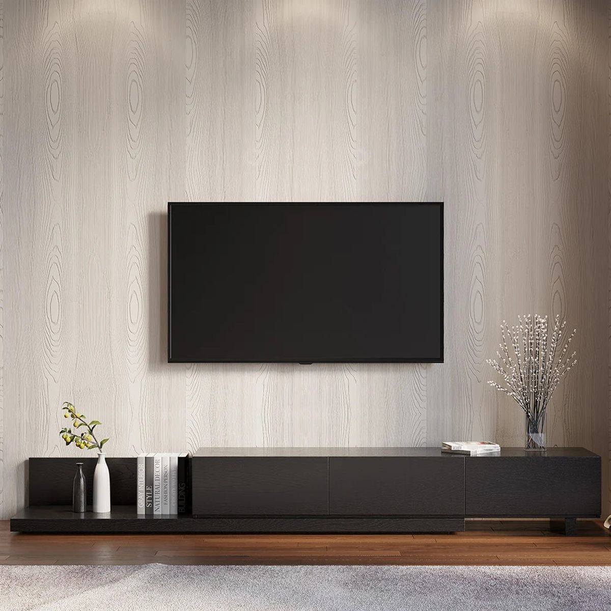 R&R MUEBLES - Mueble de TV Moderno 80 Shinoha Negro R&R MUEBLES