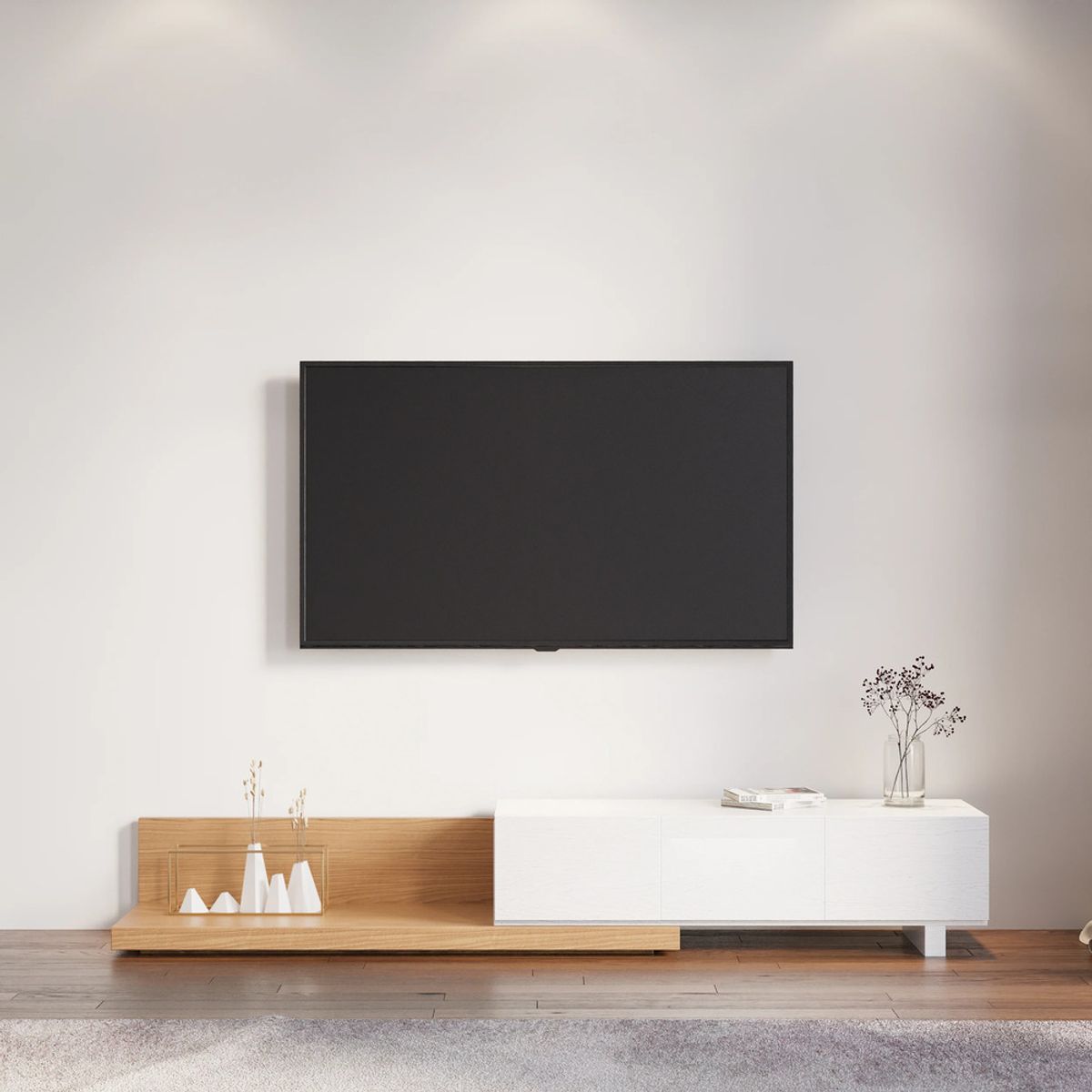 R&R MUEBLES - Mueble de TV Moderno 80 Kiwami Haya y Blanco R&R MUEBLES