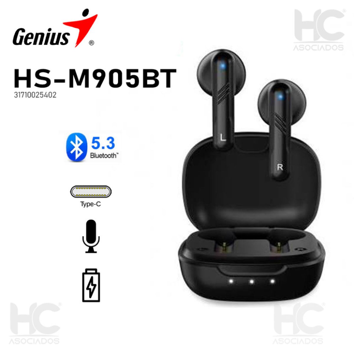 GENIUS - Auricular Bluetooth Genius HS-M905BT Negro