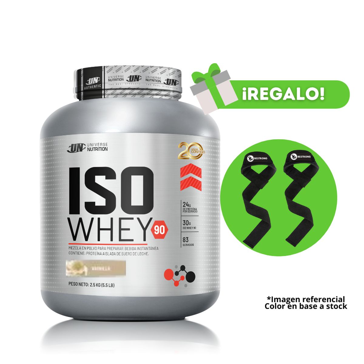 UNIVERSE NUTRITION - PROTEÍNA ISO WHEY 2.5KG VAINILLA  + STRAPS