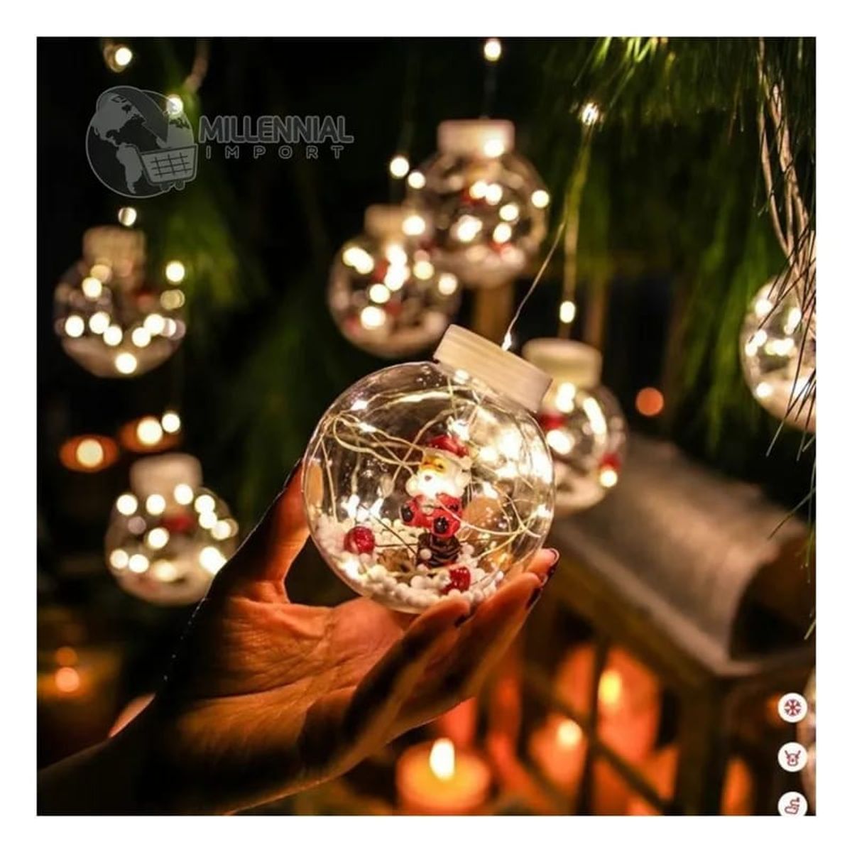 OEM - Luces Navideñas Led Cascada 3m De 8 Esferas ambar