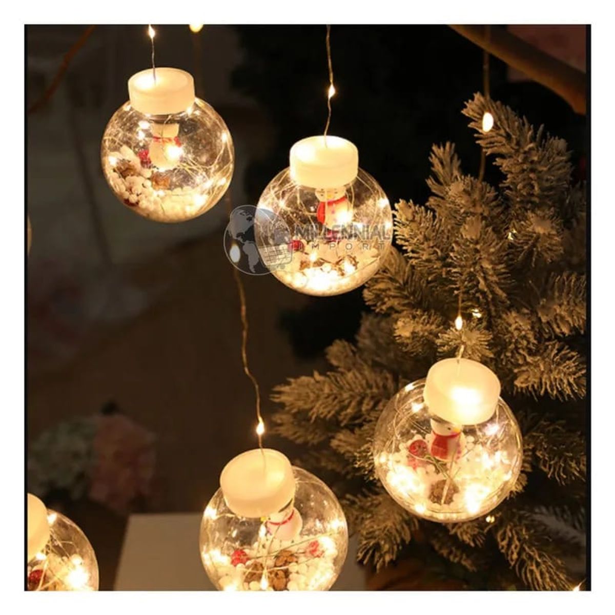 OEM - Luces Navideñas Led Cascada 3m De 8 Esferas ambar