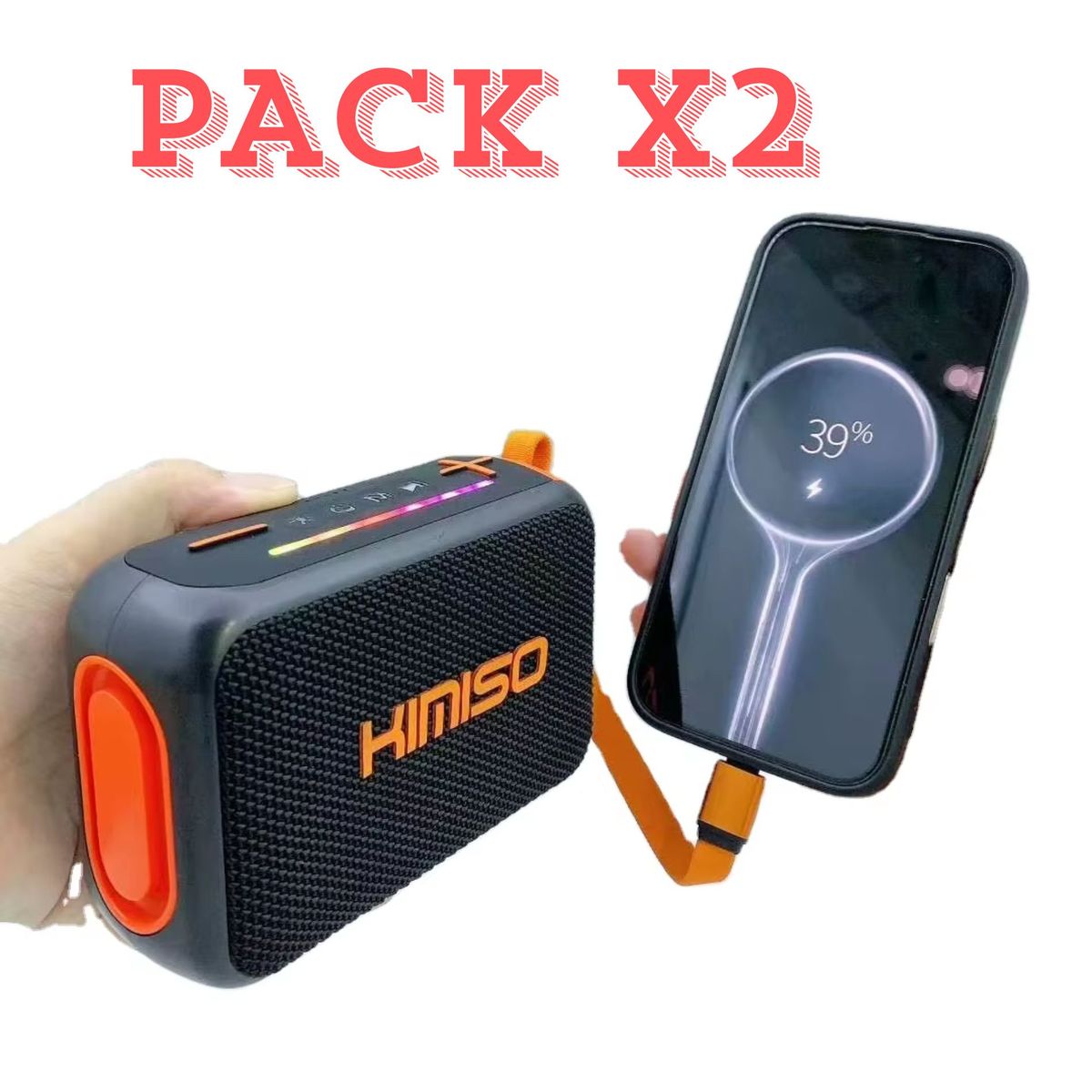 KMS - PARLANTE inteligente inalámbrico portátil CON POWER BANK IMPORTADO KIMISO PACK X2