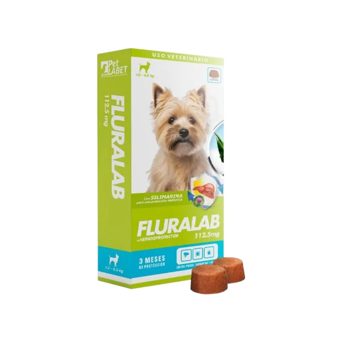 GENERICO - FLURALAB 2 A 4.5 KG ANTIPULGAS 3 MESES CON HEPATOPROTECTOR