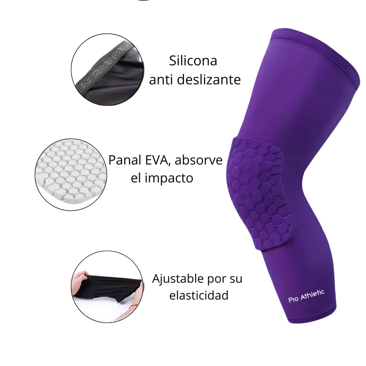 PRO ATHLETIC - Rodillera Deportiva con EVA - Unisex - Morado