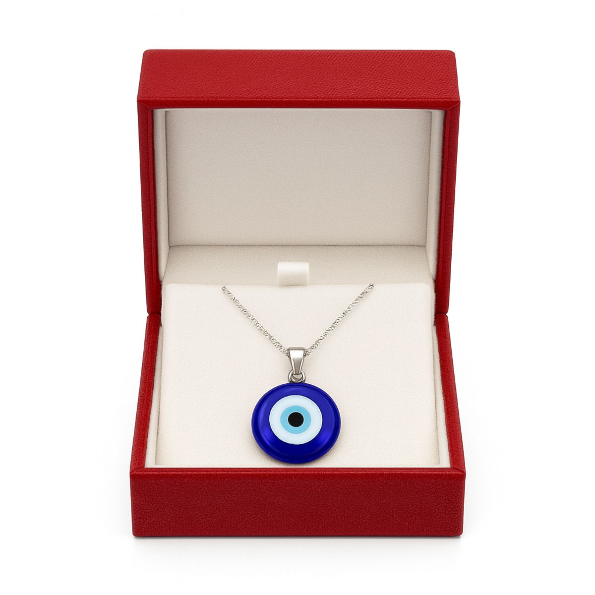 GENERICO - Collar Ojo Turco Rojo Azul Murano Acero Inoxidable