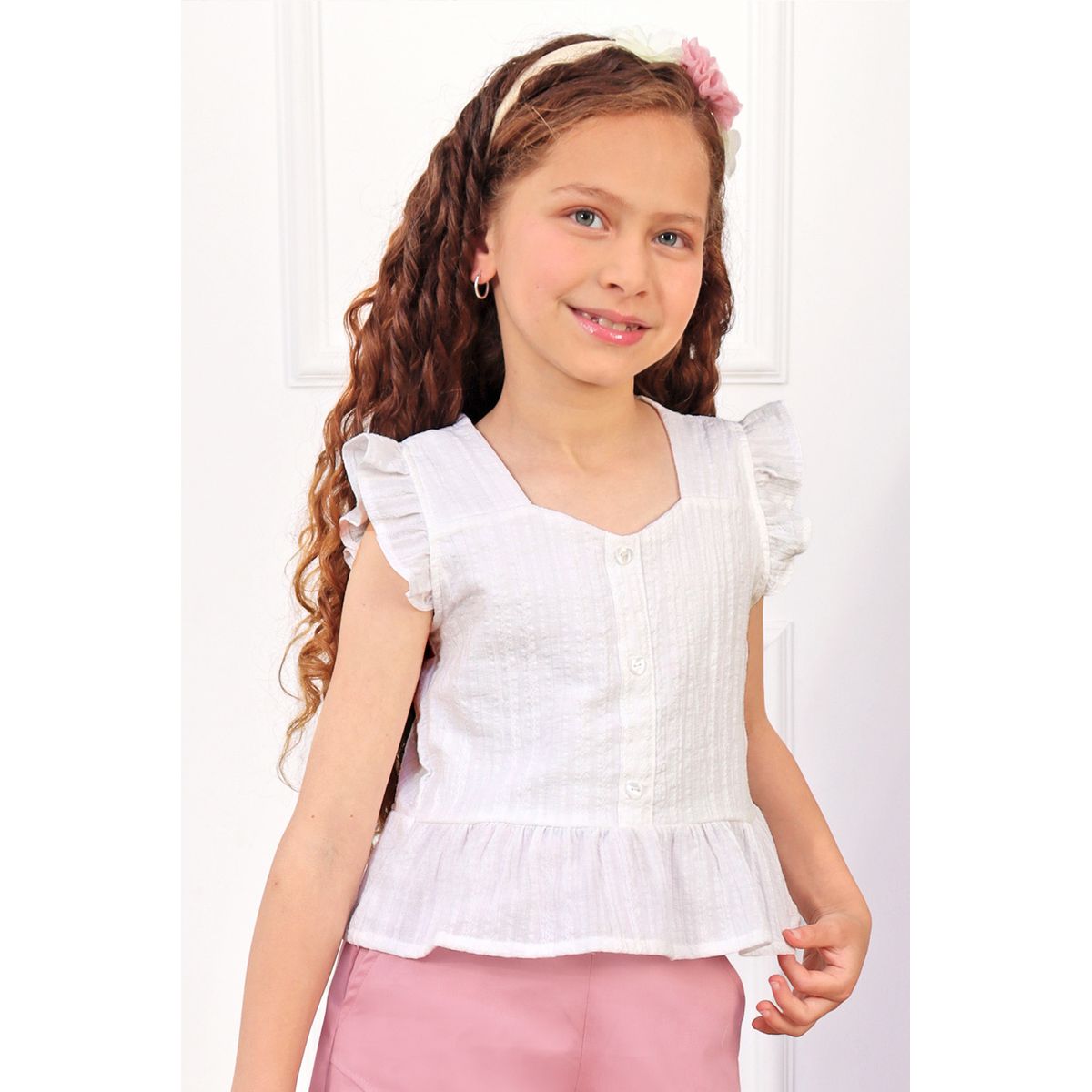 KIDS MASHMELO - Blusa con faldon Peplum y Volantes en Hombros para niña Kids Mashmelo
