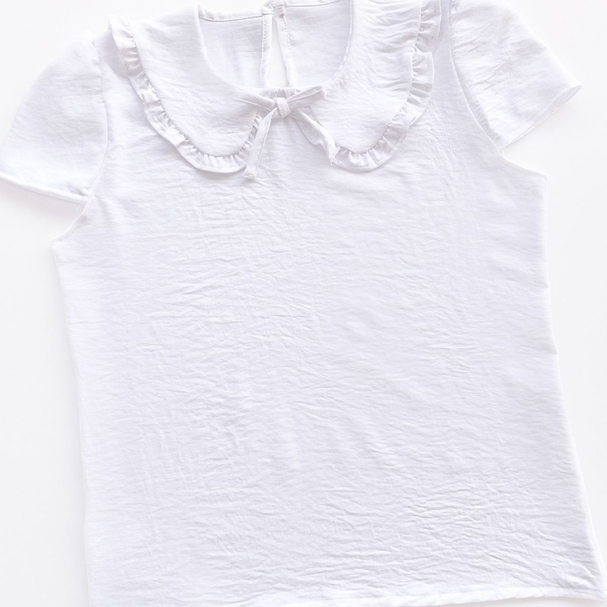 KIDS MASHMELO - Blusa con Cuello Peter Pan y Manga Corta Abullonada para niña Kids Mashmelo