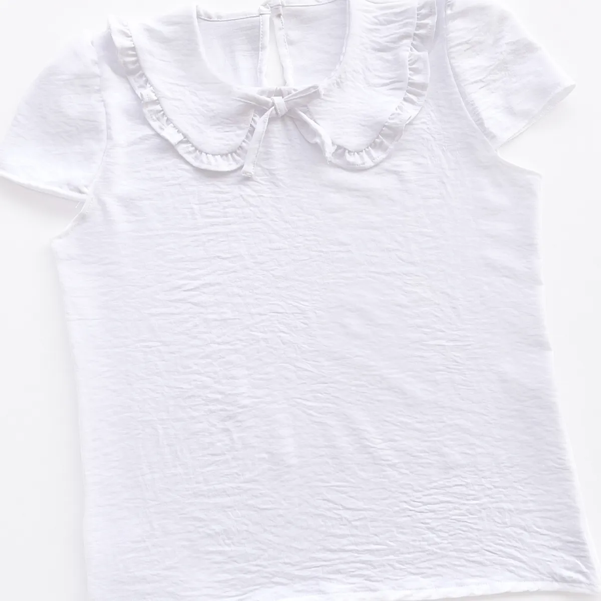 KIDS MASHMELO - Blusa con Cuello Peter Pan y Manga Corta Abullonada para niña Kids Mashmelo