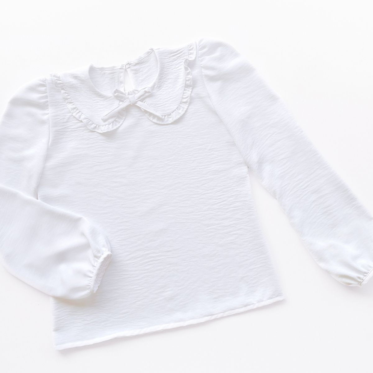 KIDS MASHMELO - Blusa con Cuello Peter Pan y Manga Larga Abullonada para niña Kids Mashmelo