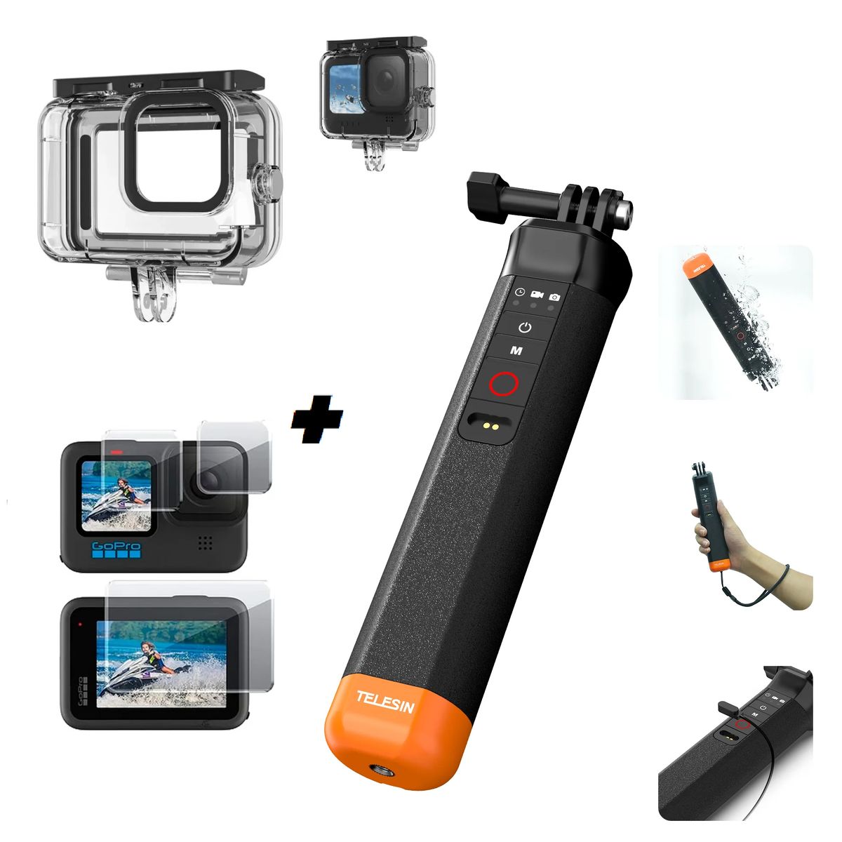 TELESIN - Pack acuático para GoPro Hero 12 11 10 9 Black