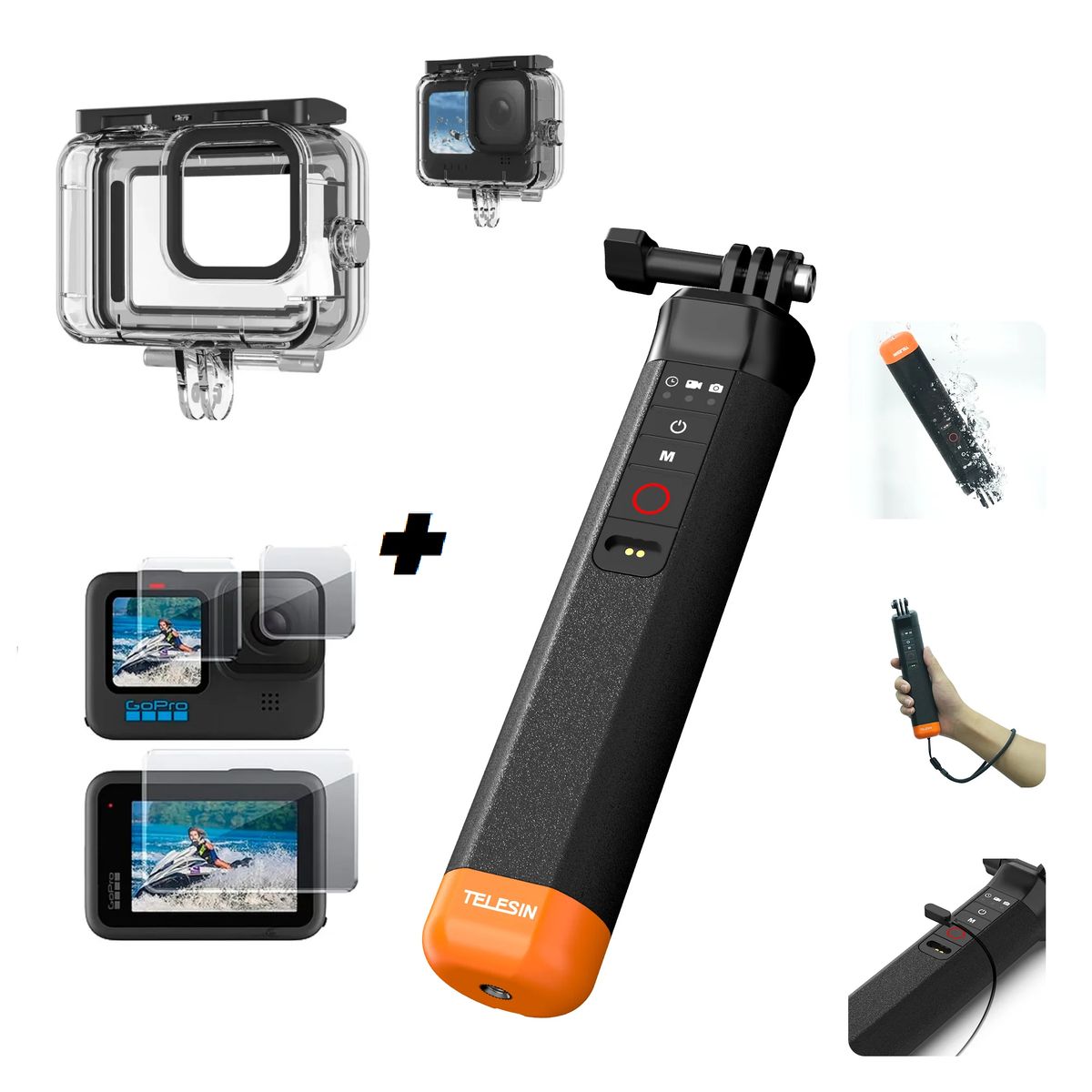 TELESIN - Pack acuático para GoPro Hero 12 11 10 9 Black