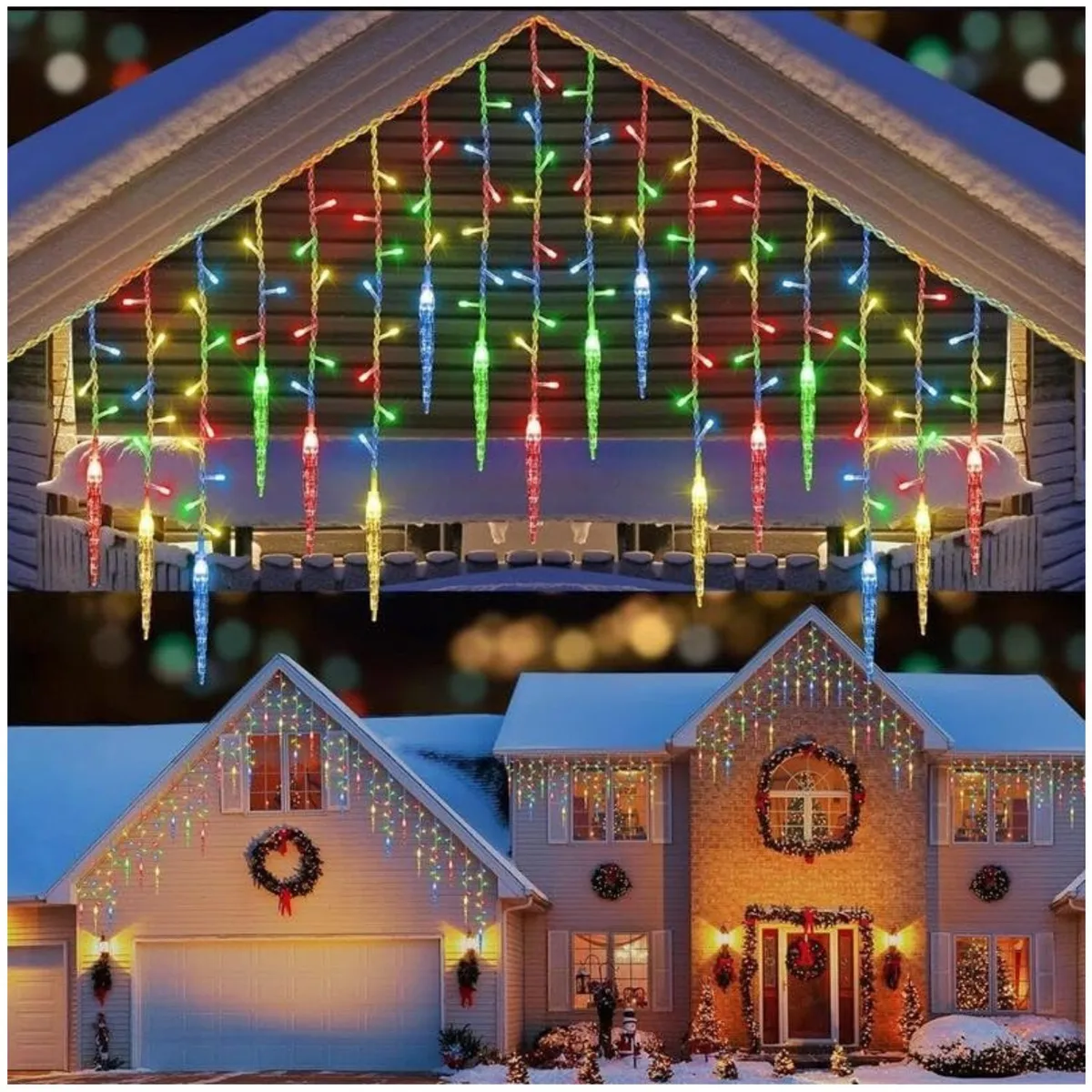 ARTEZA - Cortina de Luces Navideñas Carámbano 5M Multicolor con Música – 200 LED, 8 Modos, IP65