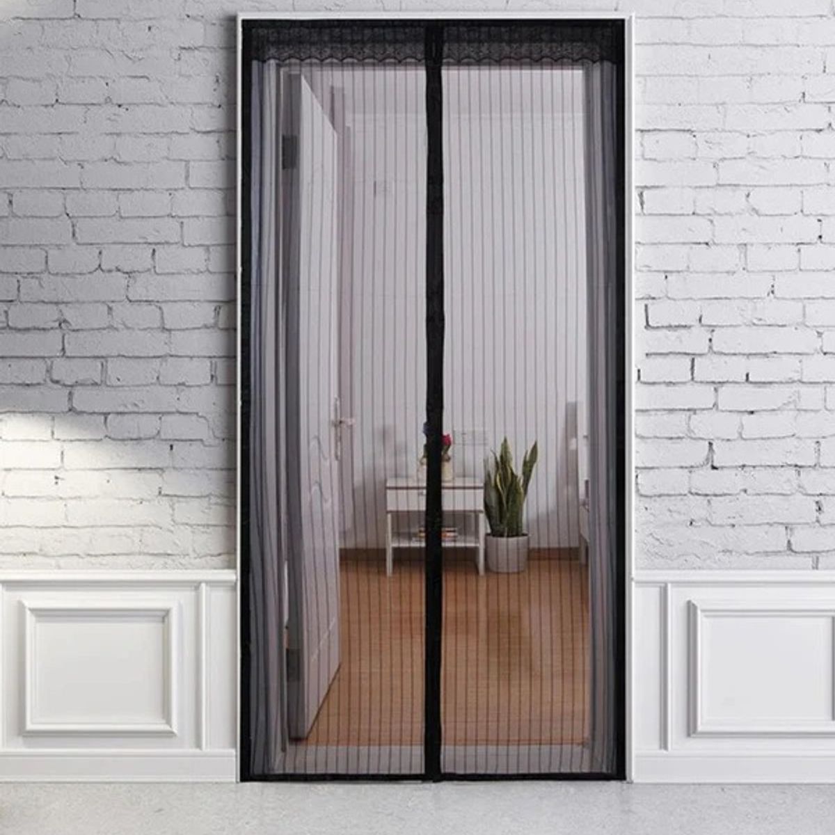 CORTINA IMANTADA MAGNÉTICA PARA PUERTAS  ANTIMOSQUITOS COLOR MARRON, marca GENERICO - Foto 2