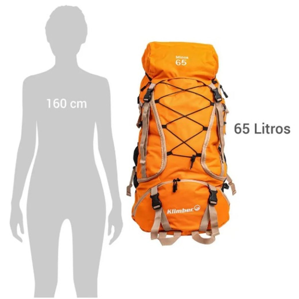 GENERICO - Mochila para camping Minka naranja 65 litros