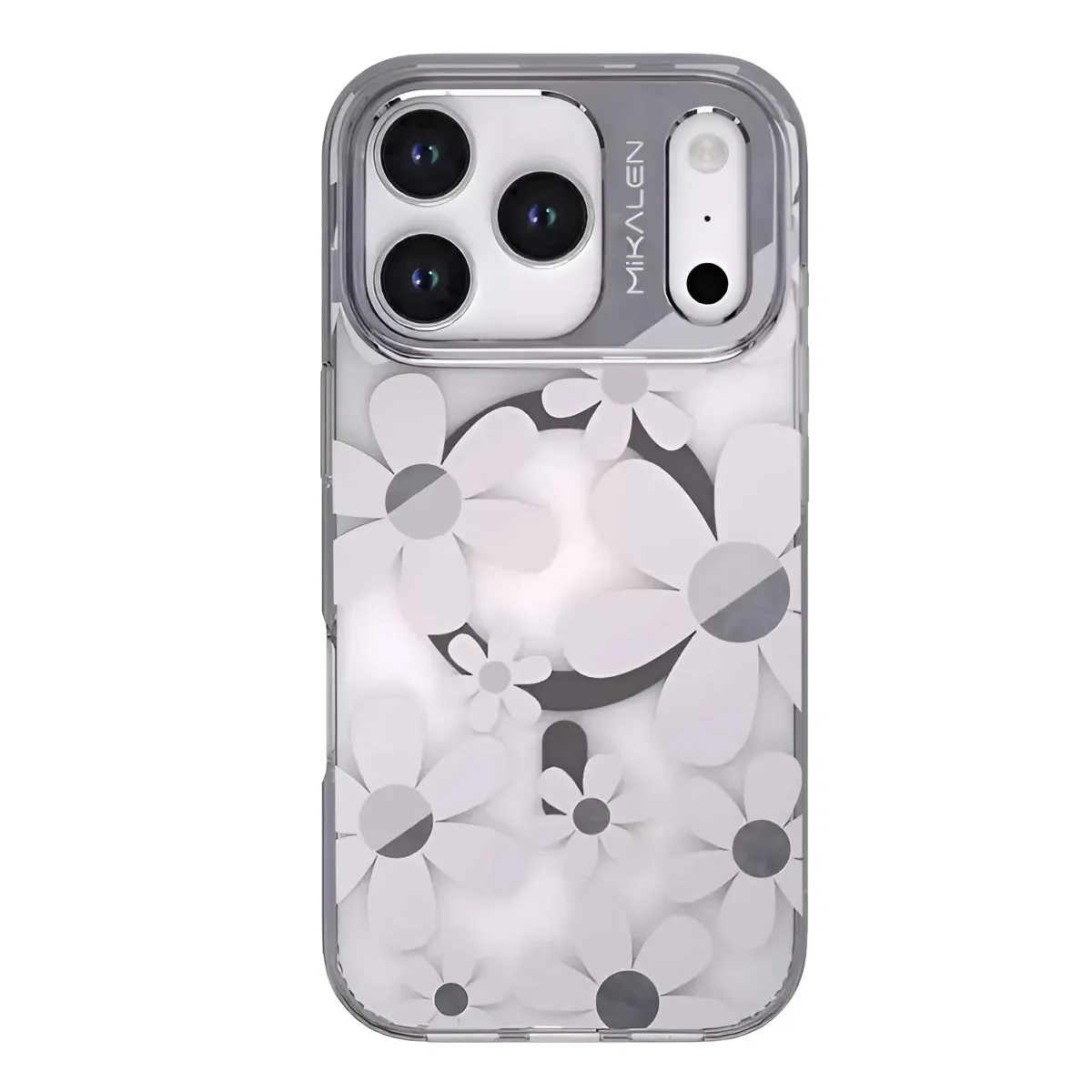 CASE - Funda Mikalen Flower Magsafe Floreado para iPhone 17 Pro Max - Gris