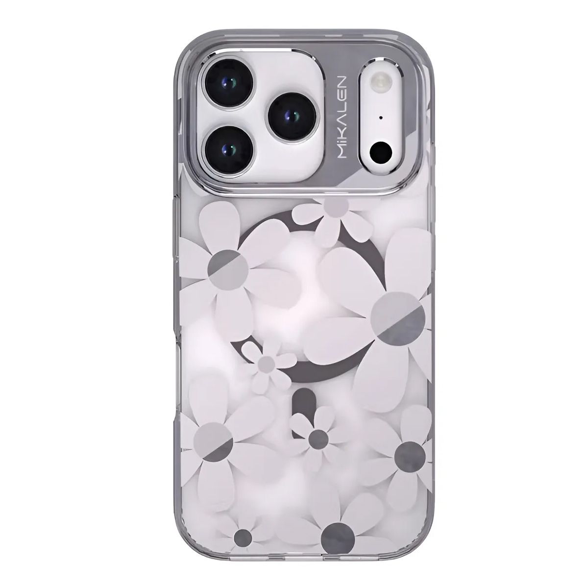 CASE - Funda Mikalen Flower Magsafe Floreado para iPhone 17 Pro Max - Gris