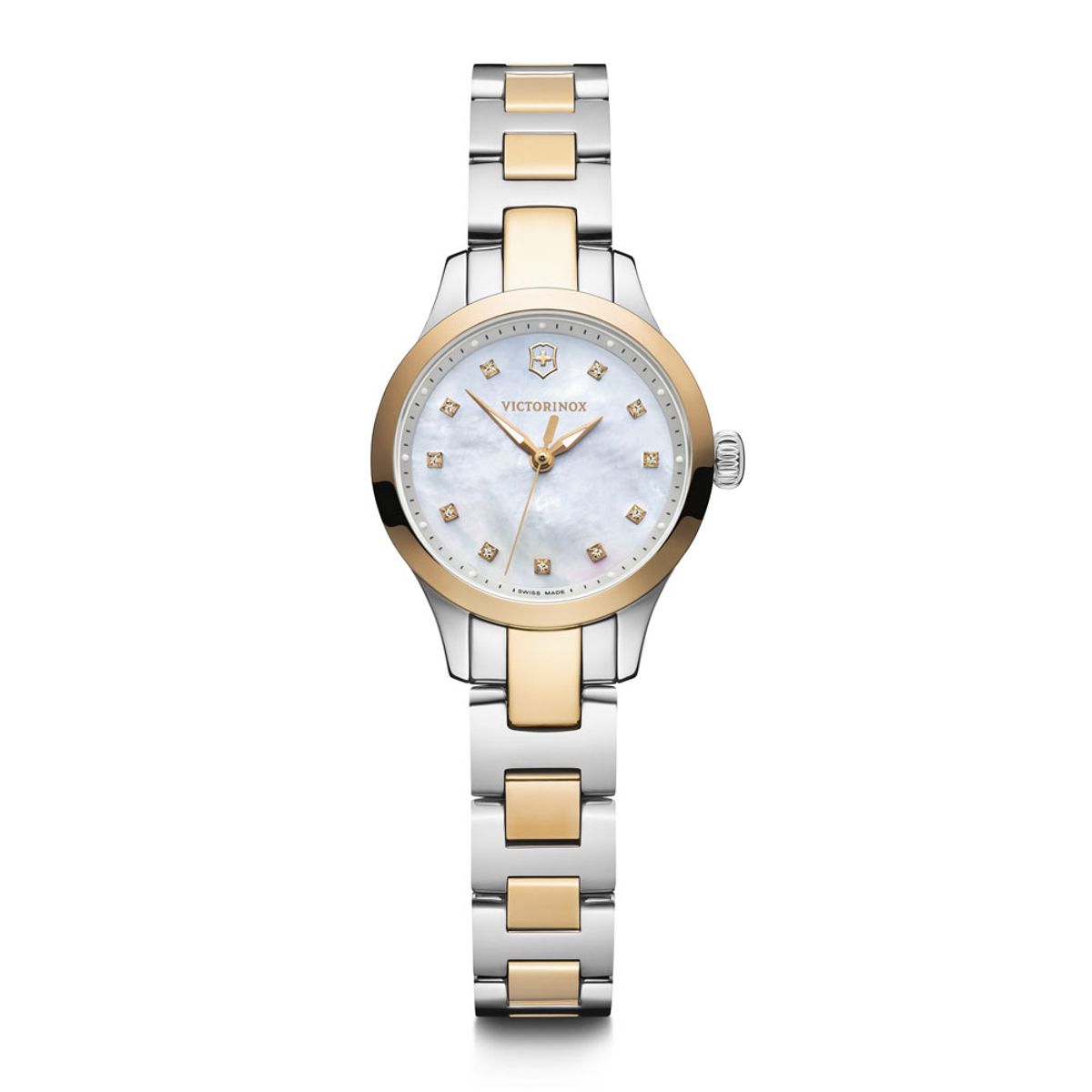 VICTORINOX - Reloj Alliance XS correa de acero inoxidable bicolor dial Blanco con cristales Swarovski Victorinox
