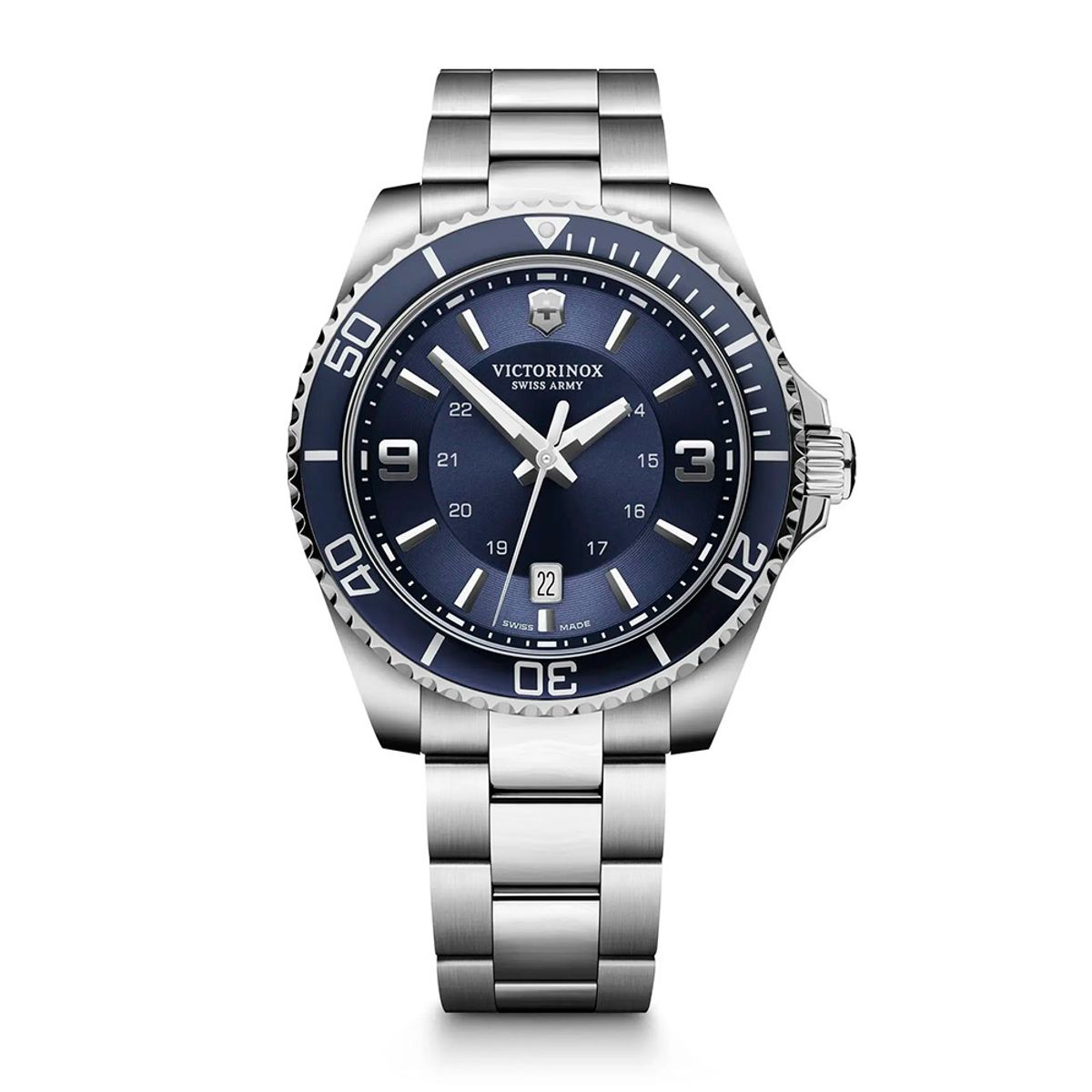 VICTORINOX - Reloj Maverick Large correa de acero inoxidable dial azul Victorinox