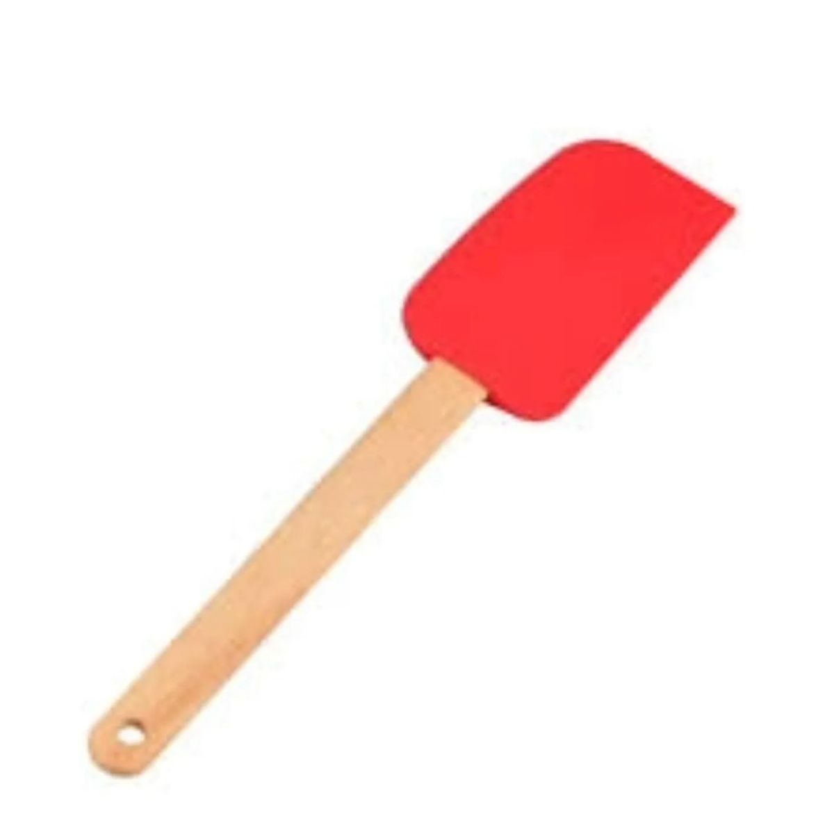 GENERICO - Espátula Flexible de Silicona Roja con Mango de Madera