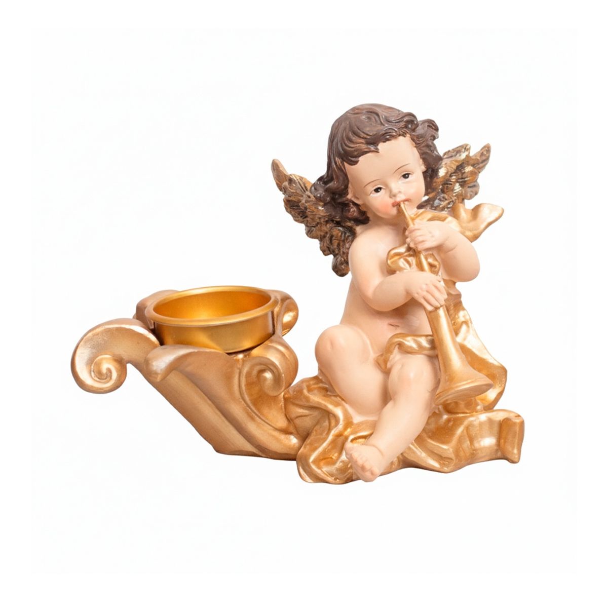 PANORAMA HOGAR - ANGEL PORTA VELA DORADO CON CORNETA
