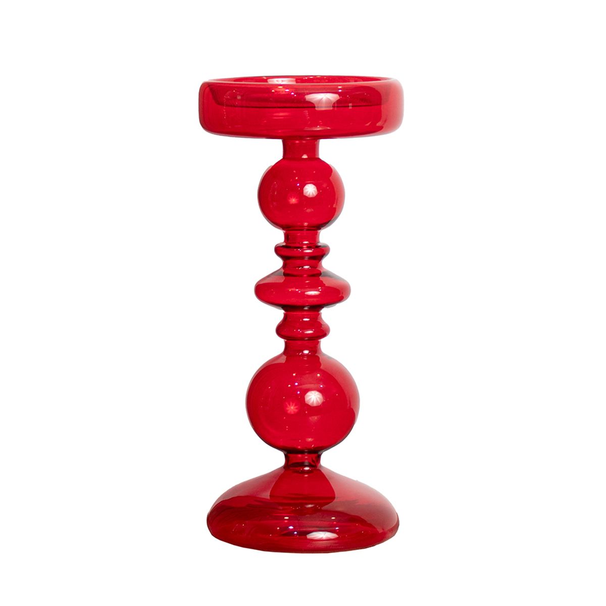 PANORAMA HOGAR - PORTA VELA ROJO VIDRIO