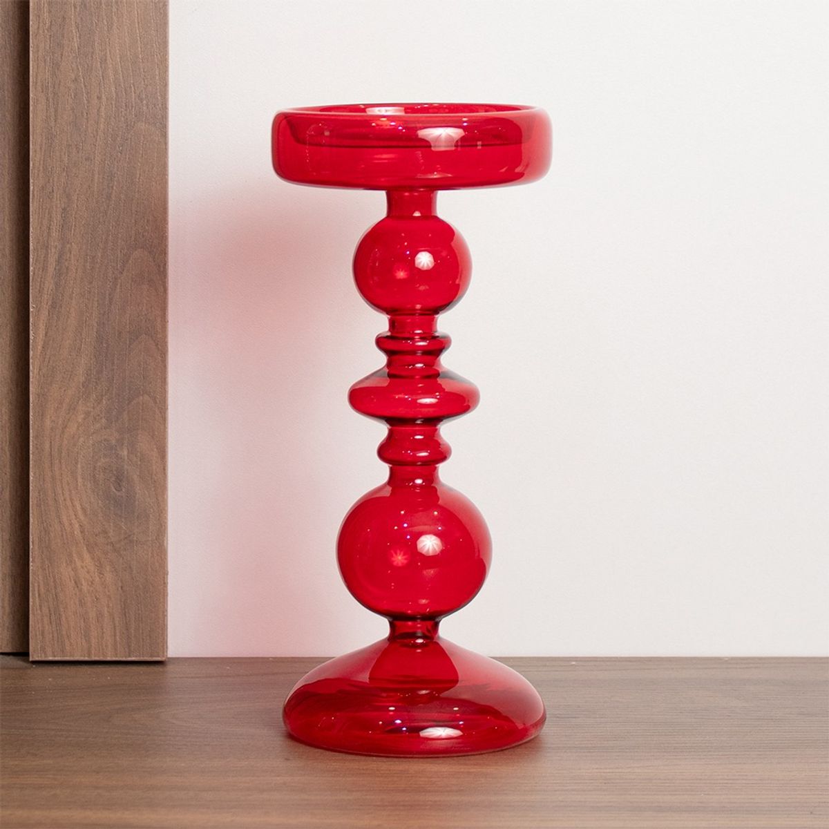 PANORAMA HOGAR - PORTA VELA ROJO VIDRIO